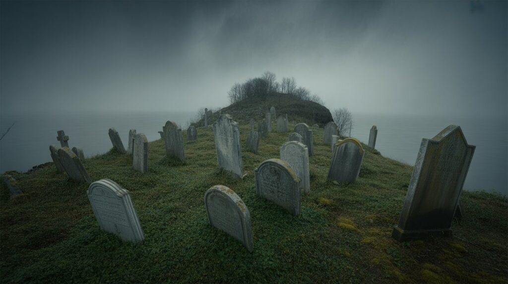 Haunted island where the dead greatly outnumber the living.