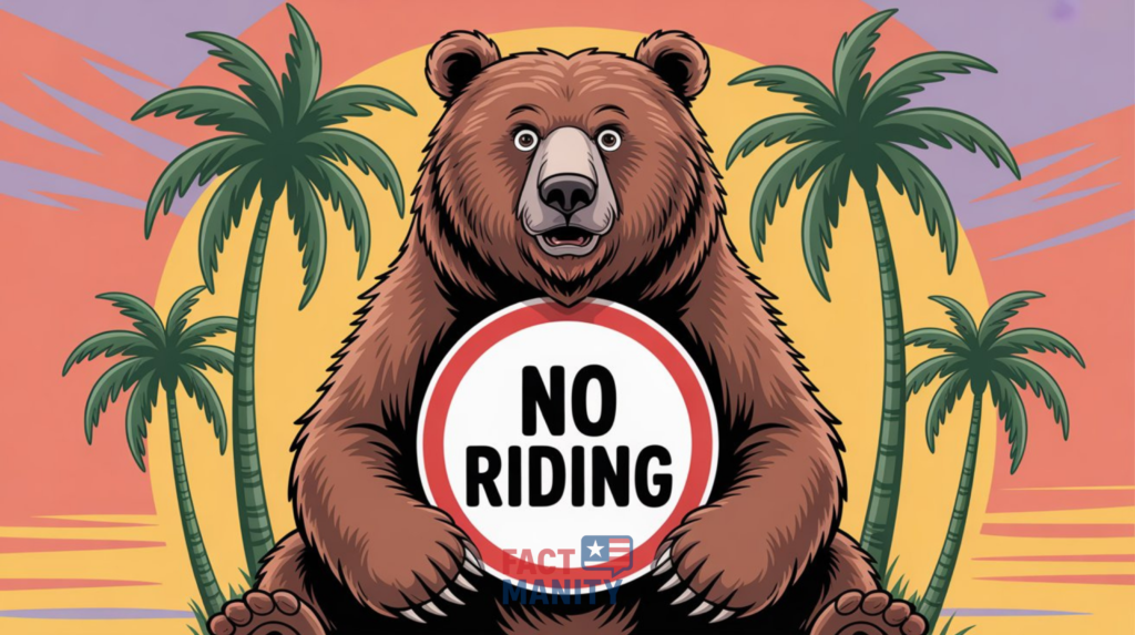 Funny depiction of the California bear with a prohibition sign.