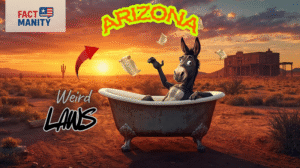 Funny illustration of a donkey in a bathtub representing weird laws in Arizona.