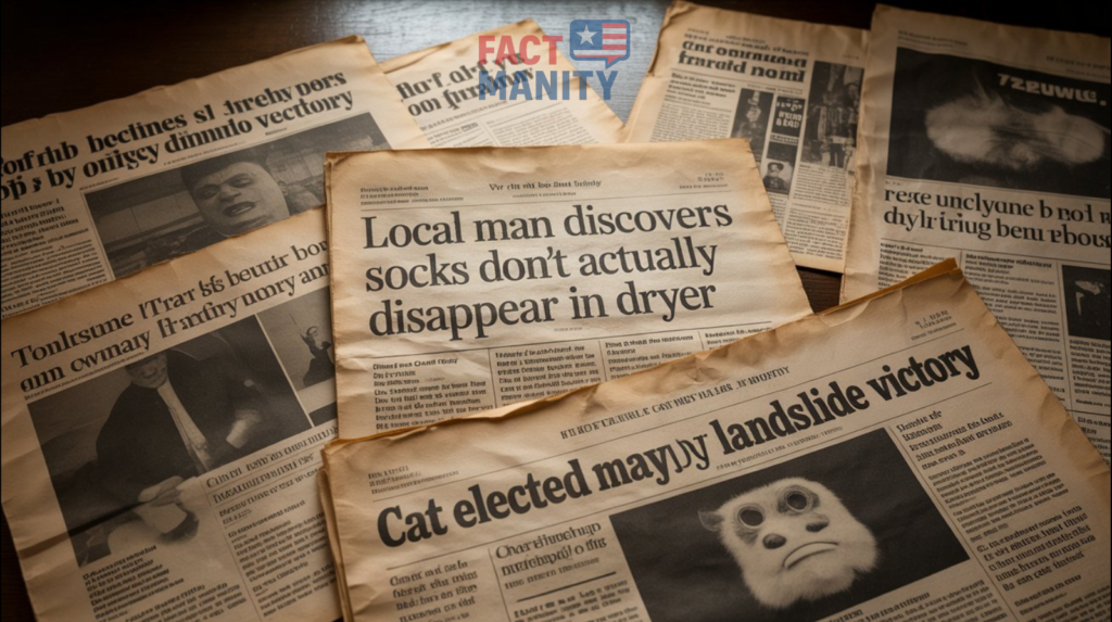 Newspaper collage illustrating bizarre law stories of weird laws in Iowa