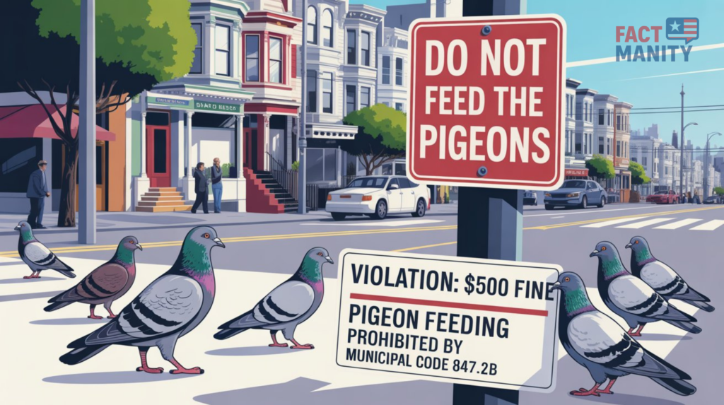 San Francisco pigeon-feeding ban illustrated visually.