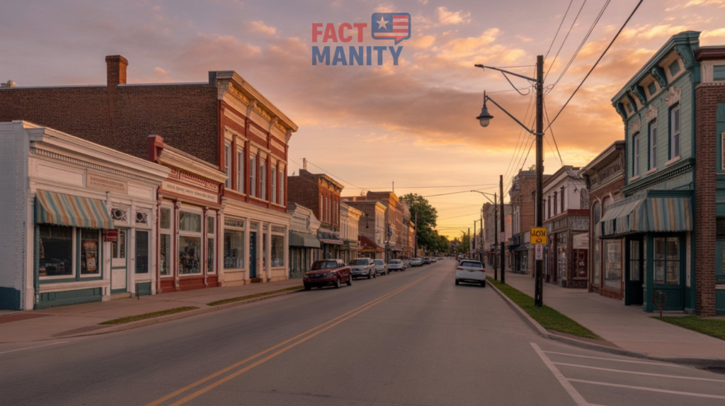 Small Iowa town representing local laws and culture