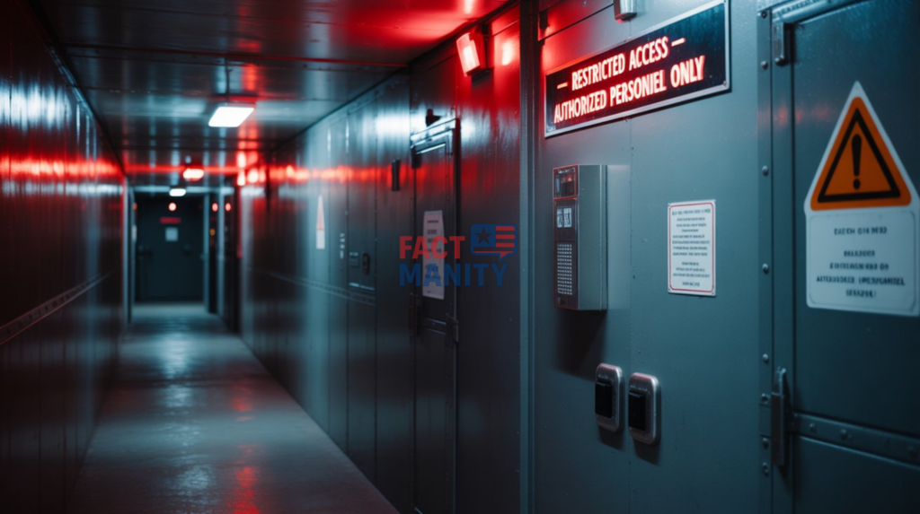 Underground restricted corridor inside a classified Area 51 facility.