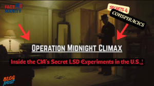 Illustration representing Operation Midnight Climax, showing a fictional CIA Cold War surveillance safehouse using a two-way mirror