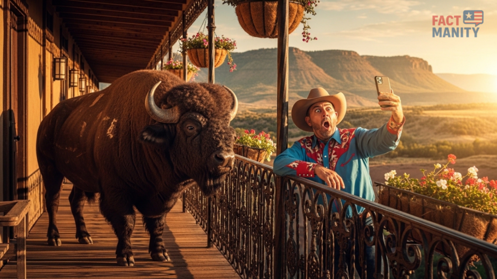 Buffalo near hotel representing weird Texas law
