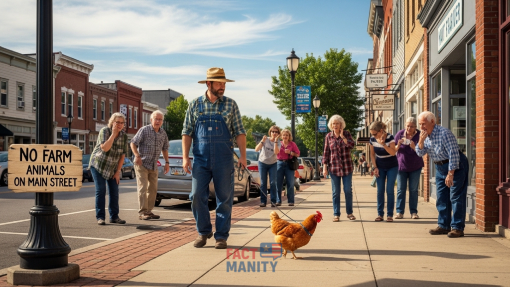 chicken walking in town illustrating bizarre weird laws in North Carolina