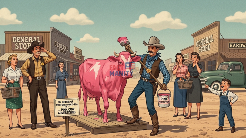 cow painted for advertising representing weird laws in Oklahoma