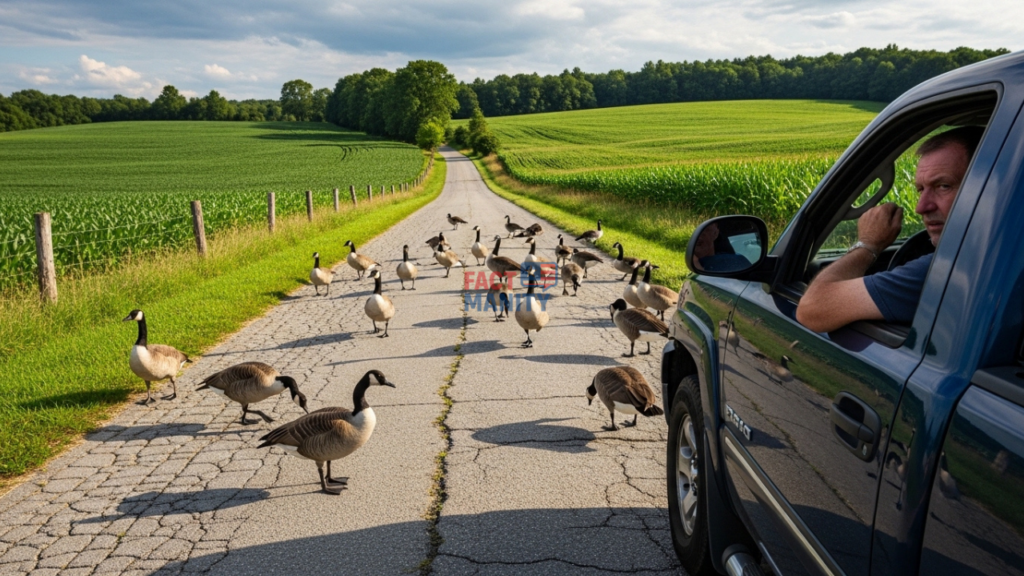 geese blocking road showing unusual animal laws in Pennsylvania