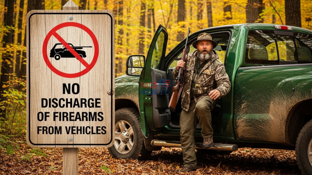 hunter stepping out of truck representing strange hunting laws in Oregon