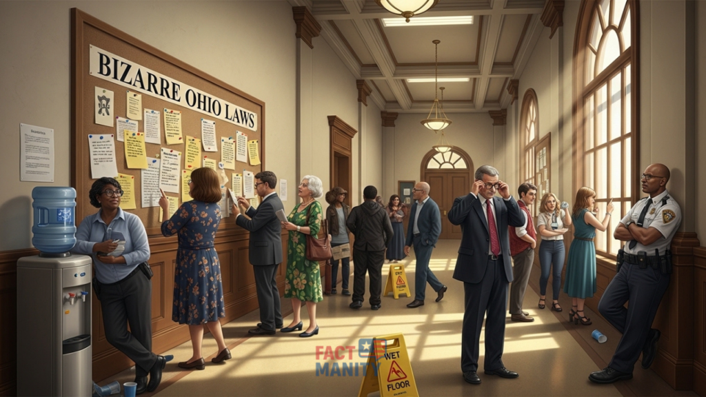 people reacting to strange weird laws in Ohio courthouse setting