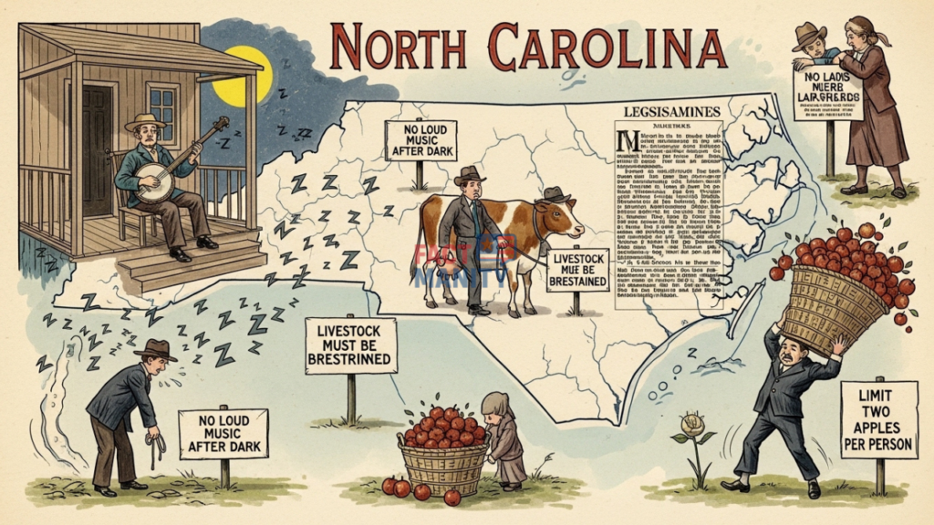 some of the weird laws in North Carolina showing small towns control noise, livestock, or public behavior