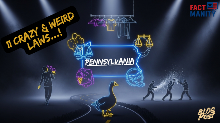 weird laws in Pennsylvania illustrated with state map and bizarre law scenes